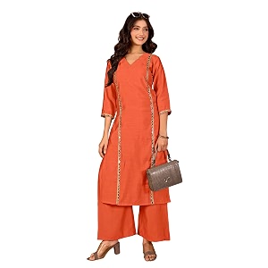 Women Straight-Cut Kurta Pant Set with Subtle