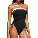 Women Strapless One Piece Swimsuit - Bandeau Tummy Control Bathing Suit