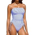 Women Strapless One Piece Swimsuit - Bandeau Tummy Control Bathing Suit