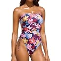 Women Strapless One Piece Swimsuit - Bandeau Tummy Control Bathing Suit