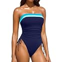 Women Strapless One Piece Swimsuit - Bandeau Tummy Control Bathing Suit