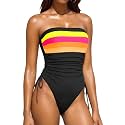 Women Strapless One Piece Swimsuit - Bandeau Tummy Control Bathing Suit
