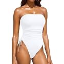 Women Strapless One Piece Swimsuit - Bandeau Tummy Control Bathing Suit