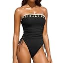 Women Strapless One Piece Swimsuit - Bandeau Tummy Control Bathing Suit