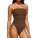 Women Strapless One Piece Swimsuit - Bandeau Tummy Control Bathing Suit