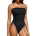 Women Strapless One Piece Swimsuit - Bandeau Tummy Control Bathing Suit