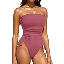 Women Strapless One Piece Swimsuit - Bandeau Tummy Control Bathing Suit