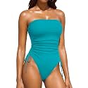 Women Strapless One Piece Swimsuit - Bandeau Tummy Control Bathing Suit