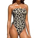 Women Strapless One Piece Swimsuit - Bandeau Tummy Control Bathing Suit