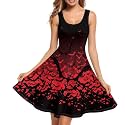 Women Stylish Tank Dresses Sleeveless Round Neck Midi Casual Dress with Pocket for Summer