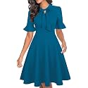 Women Summer Floral Ruffle Sleeve Wear to Work Church Wedding Guest Party Dresses