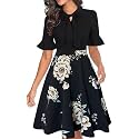 Women Summer Floral Ruffle Sleeve Wear to Work Church Wedding Guest Party Dresses