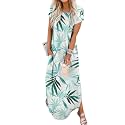 Jeqeocafy Women Summer Long Sundress Crewneck Short Sleeve Maxi Dress 2026 Casual Loose Beach Dress with Pockets