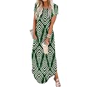 Jeqeocafy Women Summer Long Sundress Crewneck Short Sleeve Maxi Dress 2026 Casual Loose Beach Dress with Pockets