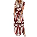 Jeqeocafy Women Summer Long Sundress Crewneck Short Sleeve Maxi Dress 2026 Casual Loose Beach Dress with Pockets