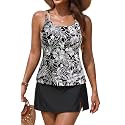 Women Tankini Swimsuits with Skirt Two Piece Tummy Control Bathing Suit