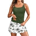 Women Tankini Swimsuits with Skirt Two Piece Tummy Control Bathing Suit