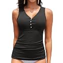 Women Tankini Top Only - Ribbed Swimsuit Top Tummy Control Bathing Suit Top Only No Bottom 2025 Swim Tank Top
