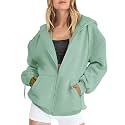 Women Teen Girls Hoodies Fall Long Sleeve Jacket Cute Zip up Hoodie Oversized Y2k Sweatshirts Pockets(1D-Mint Green, M)