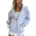 Women Teen Girls Hoodies Fall Long Sleeve Jacket Cute Zip up Hoodie Oversized Y2k Sweatshirts Pockets
