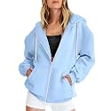 Women Teen Girls Hoodies Fall Long Sleeve Jacket Cute Zip up Hoodie Oversized Y2k Sweatshirts Pockets