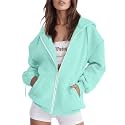 Women Teen Girls Hoodies Fall Long Sleeve Jacket Cute Zip up Hoodie Oversized Y2k Sweatshirts Pockets