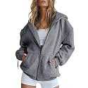 Women Teen Girls Hoodies Fall Long Sleeve Jacket Cute Zip up Hoodie Oversized Y2k Sweatshirts Pockets