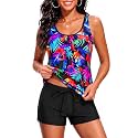 Women Two Piece Swimsuits Loose Tankini Top with Boy Shorts Bathing Suit