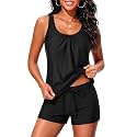 Women Two Piece Swimsuits Loose Tankini Top with Boy Shorts Bathing Suit