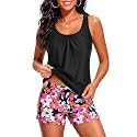 Women Two Piece Swimsuits Loose Tankini Top with Boy Shorts Bathing Suit