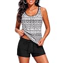 Women Two Piece Swimsuits Loose Tankini Top with Boy Shorts Bathing Suit