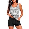 Women Two Piece Swimsuits Loose Tankini Top with Boy Shorts Bathing Suit