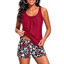 Women Two Piece Swimsuits Loose Tankini Top with Boy Shorts Bathing Suit