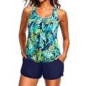 Women Two Piece Swimsuits Loose Tankini Top with Boy Shorts Bathing Suit
