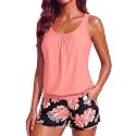 Women Two Piece Swimsuits Loose Tankini Top with Boy Shorts Bathing Suit