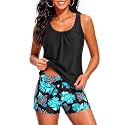 Women Two Piece Swimsuits Loose Tankini Top with Boy Shorts Bathing Suit
