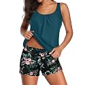 Women Two Piece Swimsuits Loose Tankini Top with Boy Shorts Bathing Suit