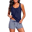 Women Two Piece Swimsuits Loose Tankini Top with Boy Shorts Bathing Suit