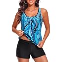Women Two Piece Swimsuits Loose Tankini Top with Boy Shorts Bathing Suit