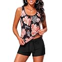 Women Two Piece Swimsuits Loose Tankini Top with Boy Shorts Bathing Suit