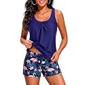 Women Two Piece Swimsuits Loose Tankini Top with Boy Shorts Bathing Suit