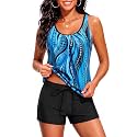 Women Two Piece Swimsuits Loose Tankini Top with Boy Shorts Bathing Suit