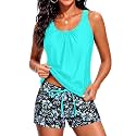 Women Two Piece Swimsuits Loose Tankini Top with Boy Shorts Bathing Suit