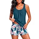 Women Two Piece Swimsuits Loose Tankini Top with Boy Shorts Bathing Suit