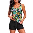 Women Two Piece Swimsuits Loose Tankini Top with Boy Shorts Bathing Suit