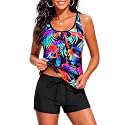 Women Two Piece Swimsuits Loose Tankini Top with Boy Shorts Bathing Suit