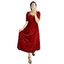 Women Velvet Gown Full Length Puff Sleeves