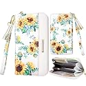 Coco Rossi White Sunflower Wallets for Women RFID Blocking Ladies Purse
