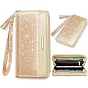 Coco Rossi Champagne Gold Glitter Wallet for Women RFID Blocking PU Leather