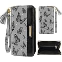 Coco Rossi Black Butterfly Wallet for Women RFID Blocking PU Leather